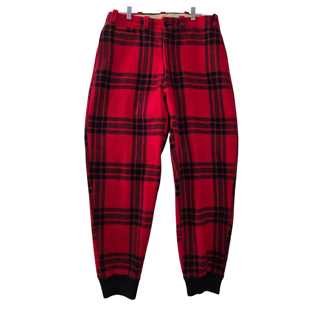 Vintage JC Higgins Mackinaw Wool Plaid Hunting Pants Buffalo Check 34x30 Sears